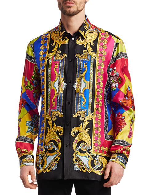 versace mens silk shirts|versace collection men shirt black.